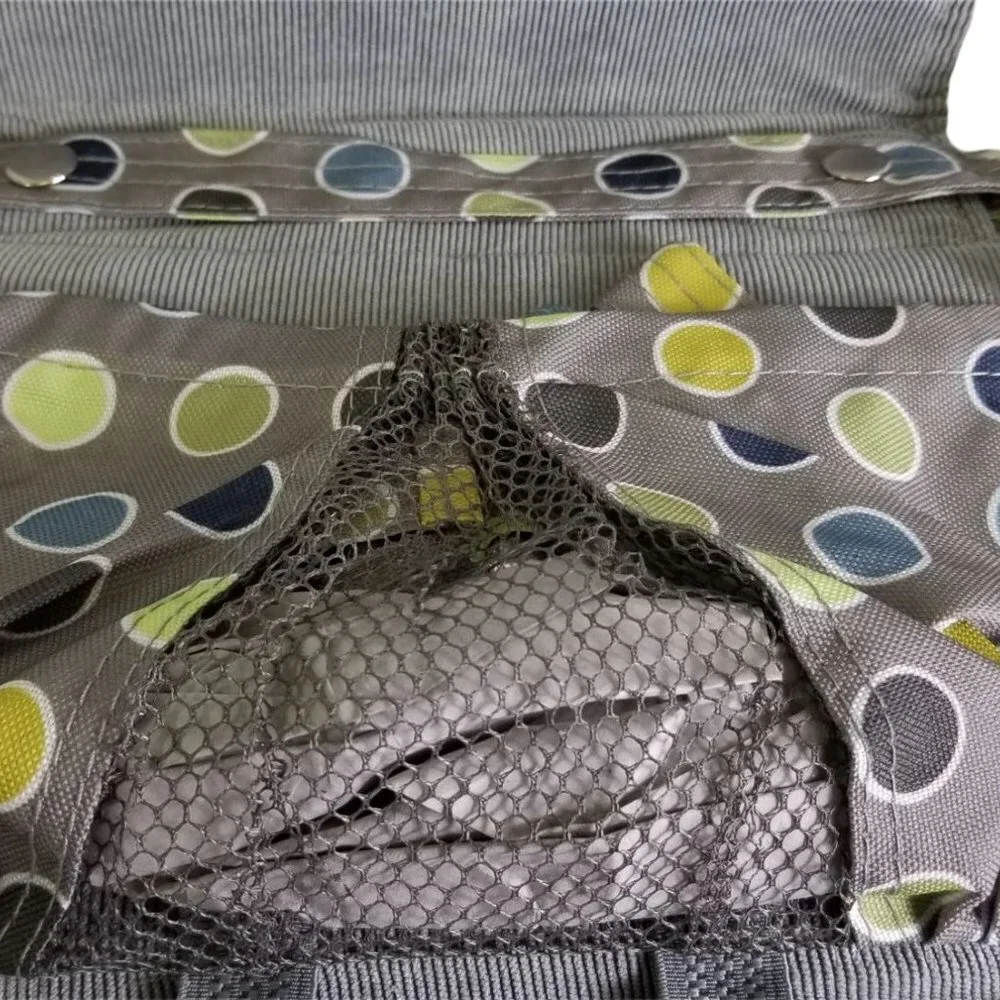 Lilly Bit Diaper Bag Baby Messenger Bag Crossbody Purse Pack Gray Green Dot NWT